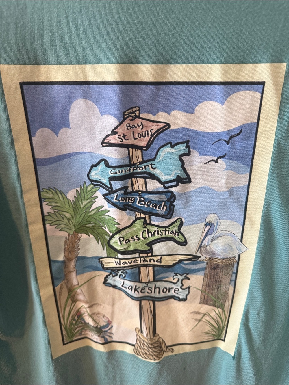 NEW - Comfort Colors Teal Coastal Signpost Beach Shirt